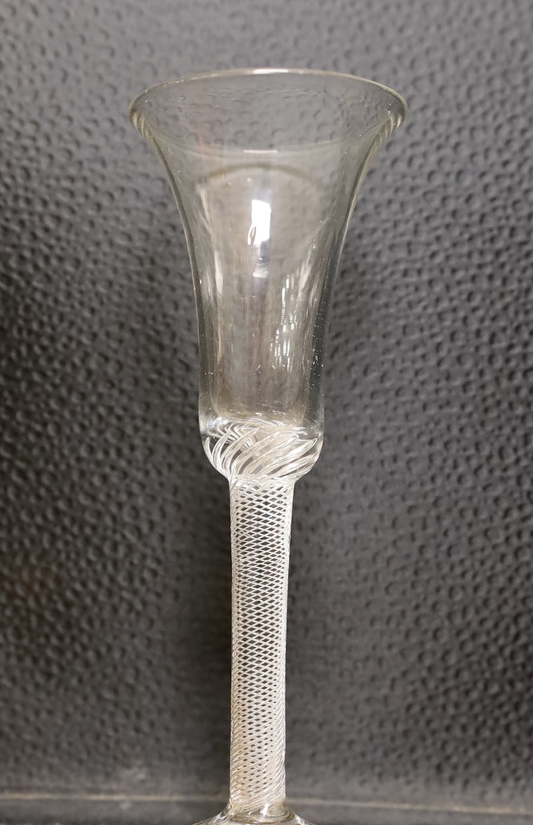 An 18th century air twist ale glass, 18cm tall